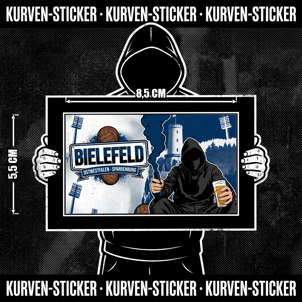 Ultra Sticker Bielefeld kaufen – Vinyl Sticker für die Kurve, wetterfest – Charakter haelt den Sticker