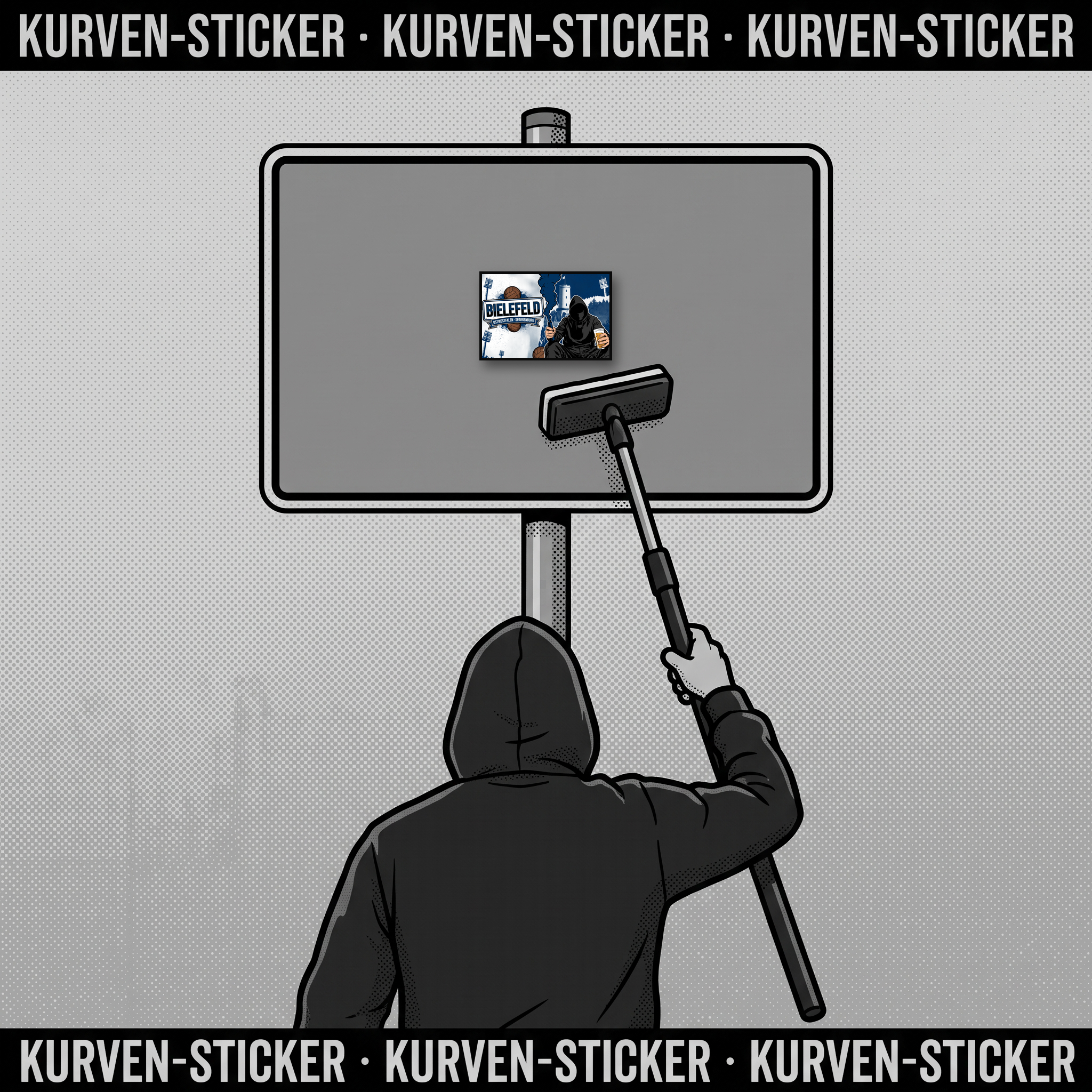 Ultra Sticker Bielefeld kaufen – Vinyl Sticker für die Kurve, wetterfest – mit Stickerstab
