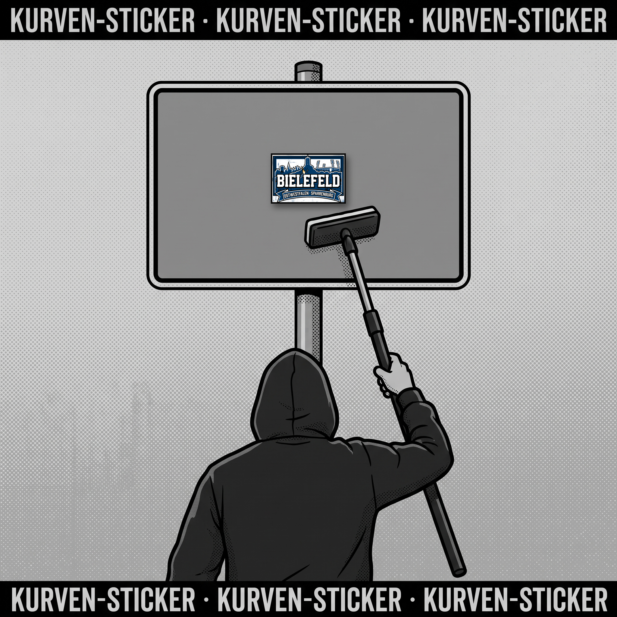 Ultra Aufkleber Bielefeld kaufen – Vinyl Sticker für die Kurve, wetterfest – mit 1m Aufkleberstab