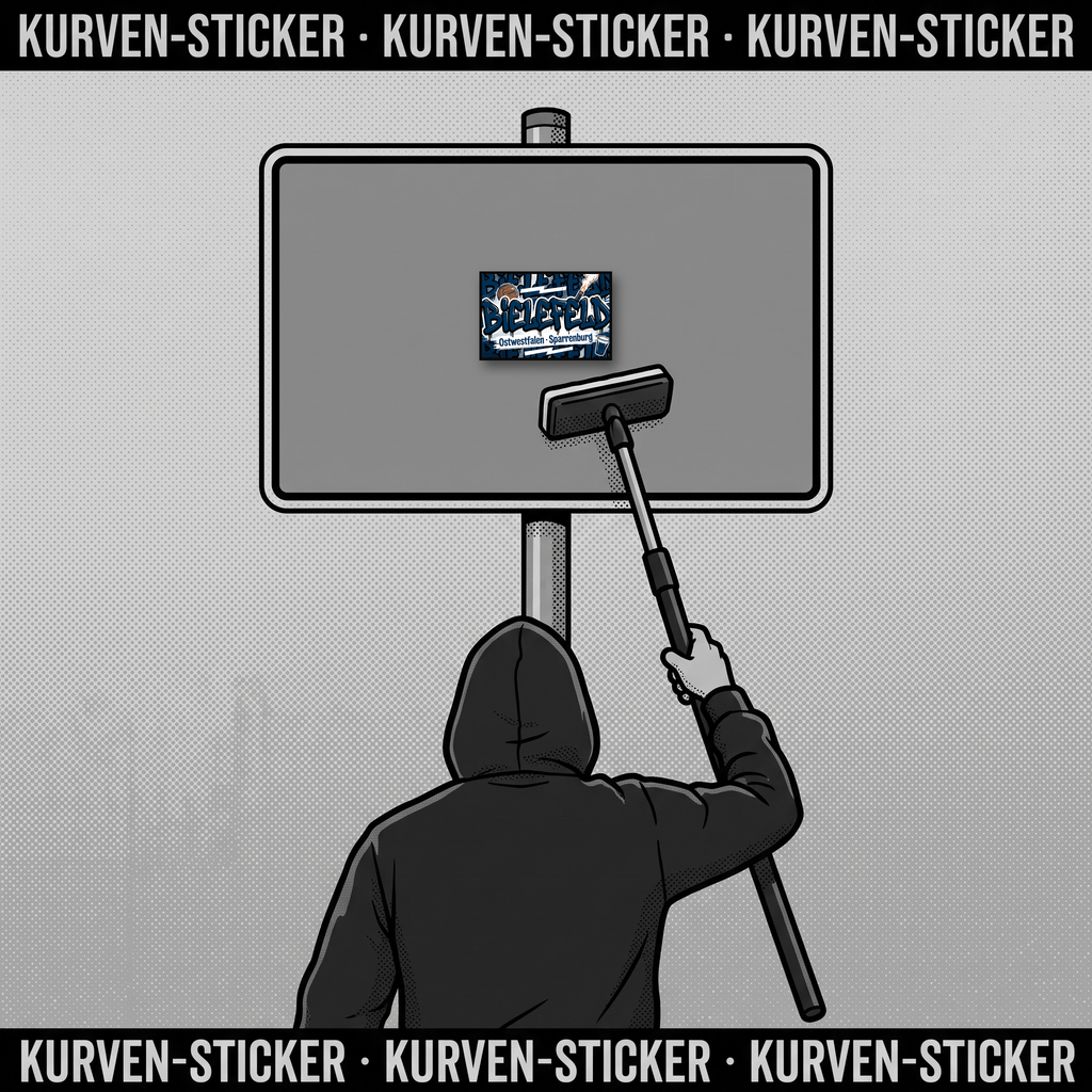 Fußball Aufkleber Bielefeld kaufen – Vinyl Sticker für die Kurve, wetterfest – mit Teleskop-Applikator