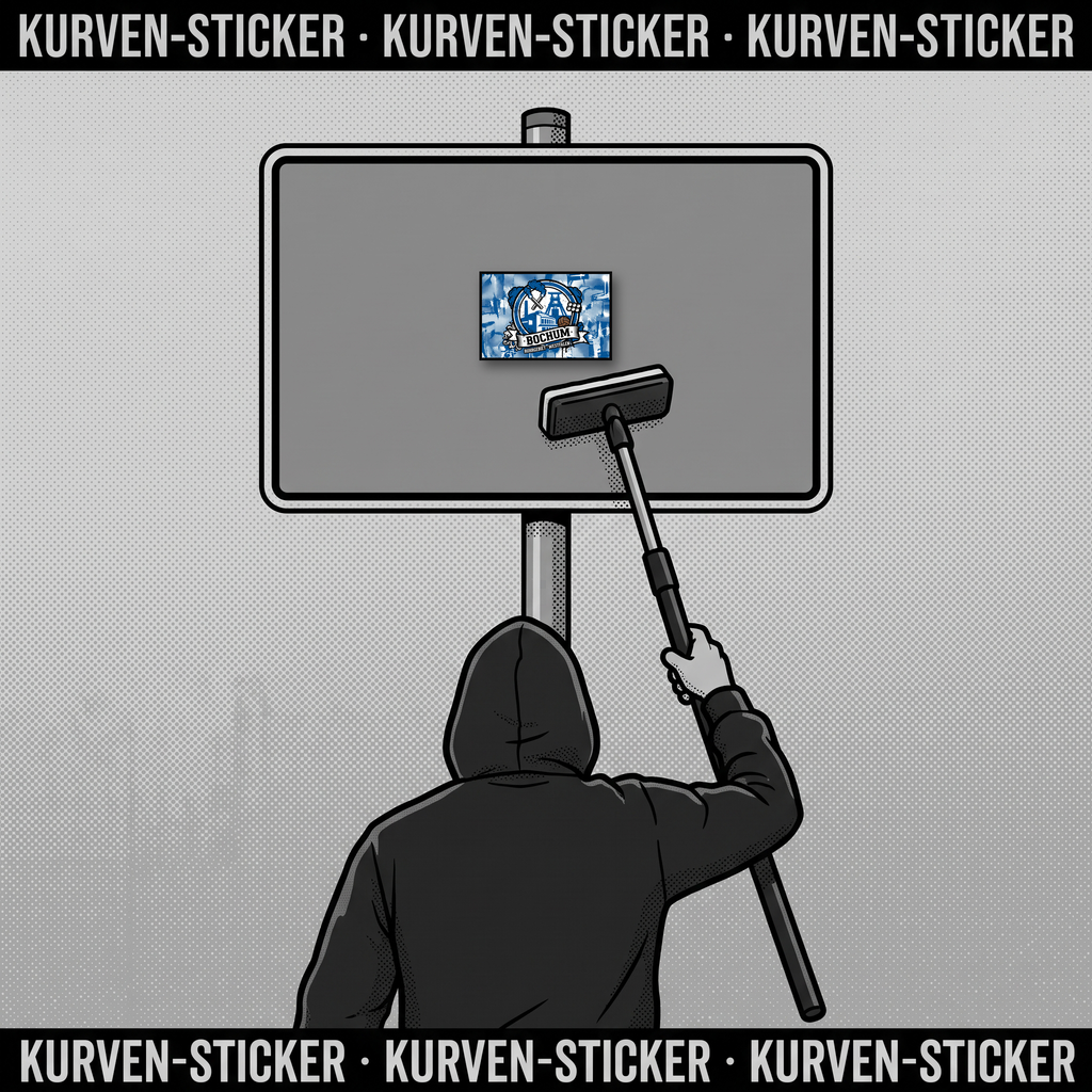 Bochum Fußball Sticker kaufen – Vinyl Sticker für die Kurve, wetterfest – mit Teleskopstab