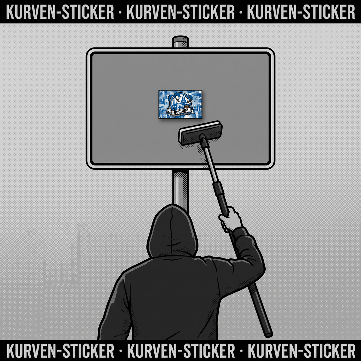 Bochum Fußball Sticker kaufen – Vinyl Sticker für die Kurve, wetterfest – mit Teleskopstab