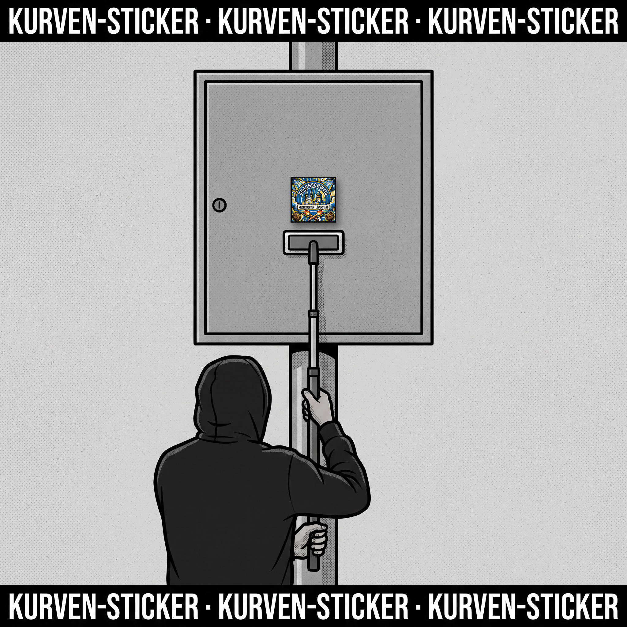 Braunschweig Fußball Aufkleber kaufen – Vinyl Sticker für die Kurve, wetterfest – mit Aufkleberstab