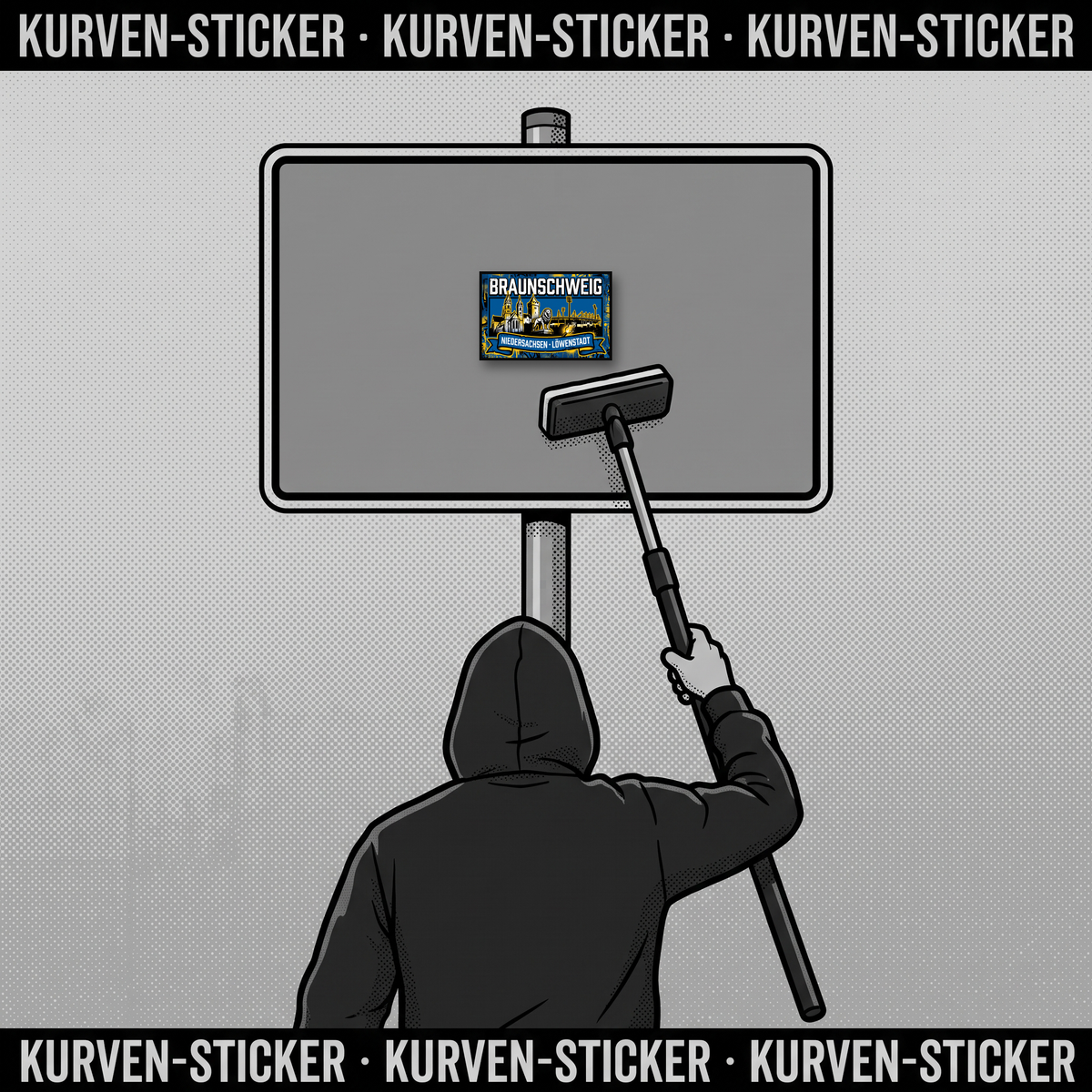 Fußball Aufkleber Braunschweig kaufen – Vinyl Sticker für die Kurve, wetterfest – mit 1m Aufkleberstab