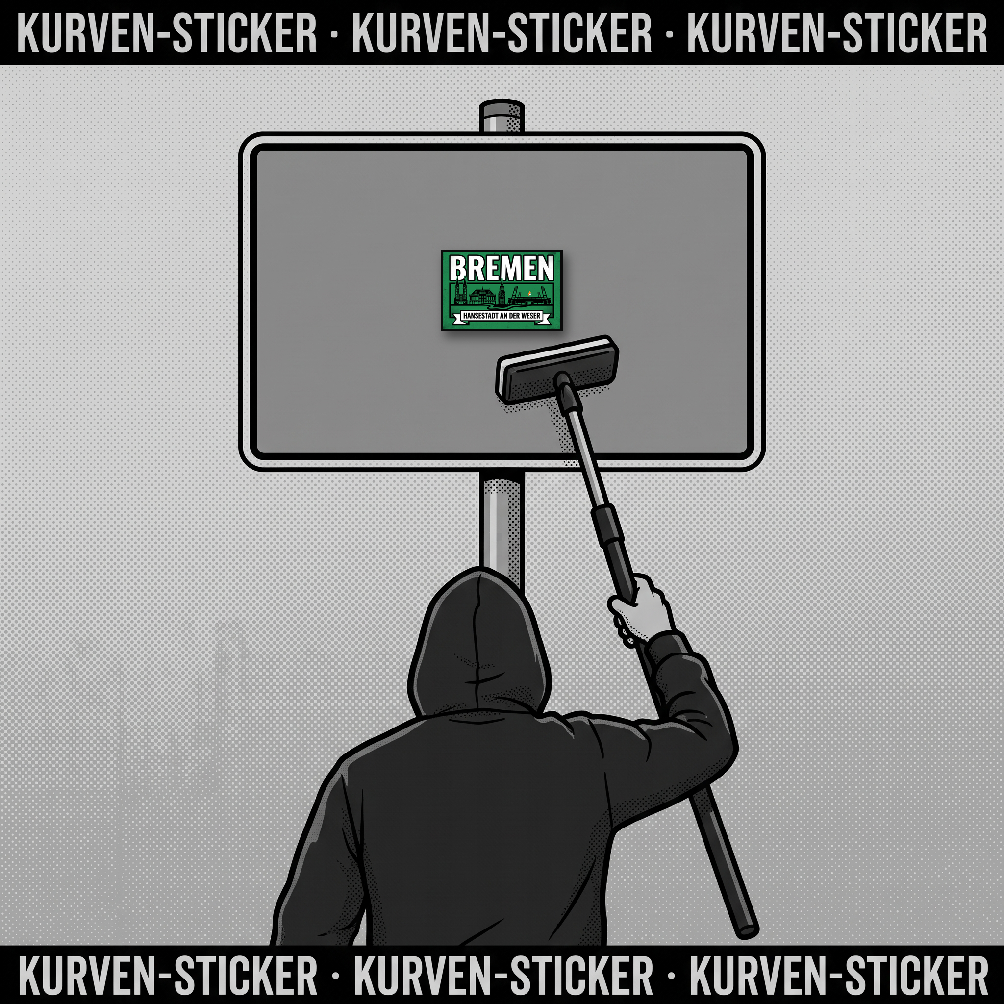 Bremen Fußball Aufkleber kaufen – Vinyl Sticker für die Kurve, wetterfest – mit 1m Aufkleberstab