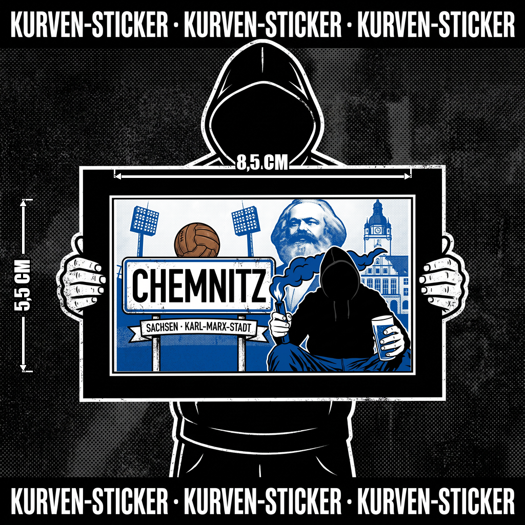 Chemnitz Fußball Aufkleber kaufen – Vinyl Sticker für die Kurve, wetterfest – Charakter haelt den Sticker