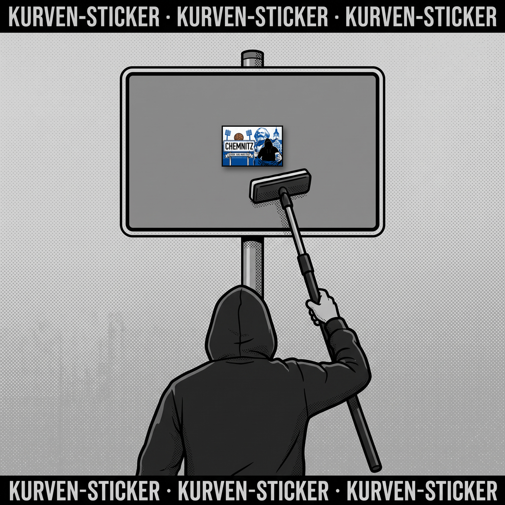 Chemnitz Fußball Aufkleber kaufen – Vinyl Sticker für die Kurve, wetterfest – mit Stickerstab