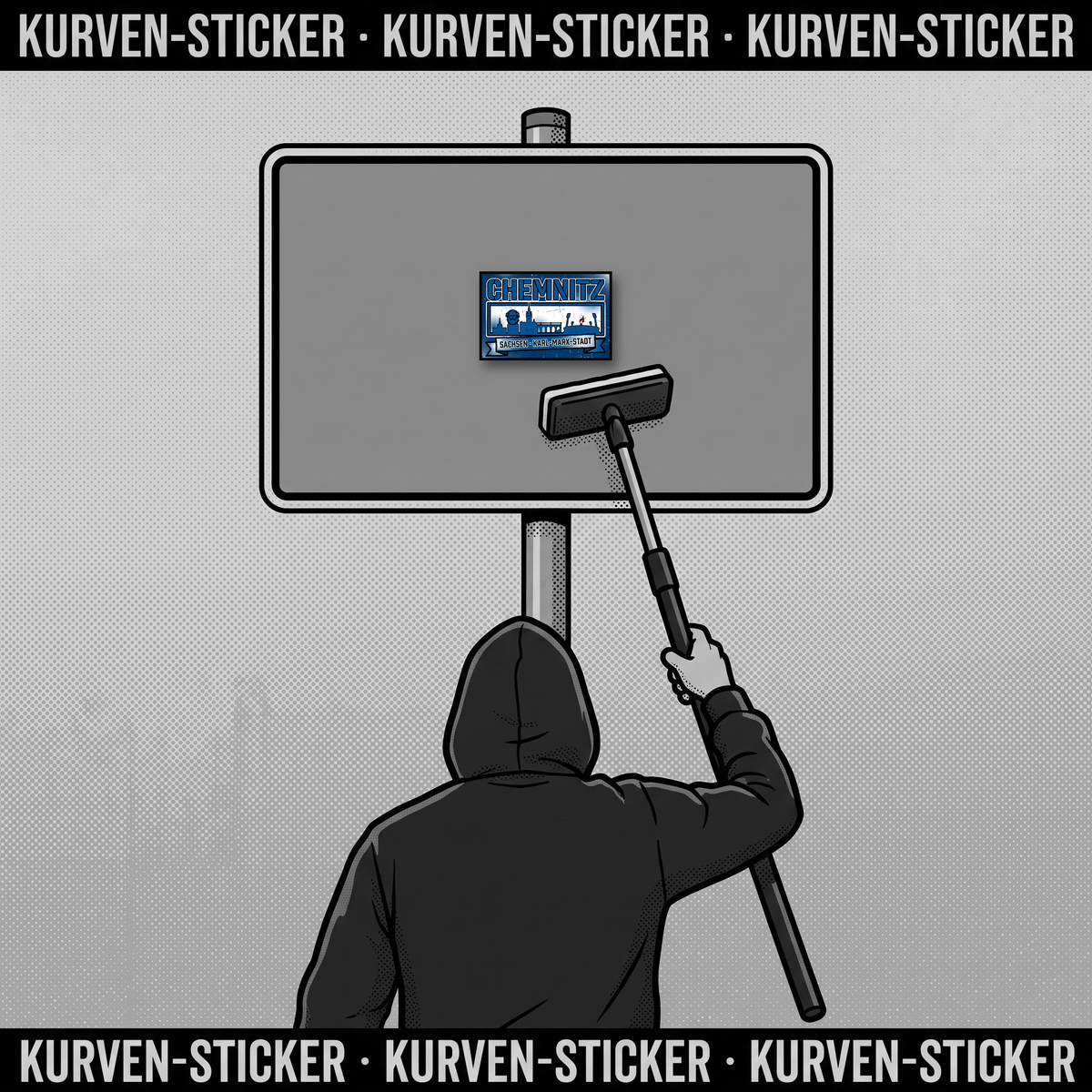 Fußball Sticker Chemnitz kaufen – Vinyl Sticker für die Kurve, wetterfest – mit 1m Aufkleberstab