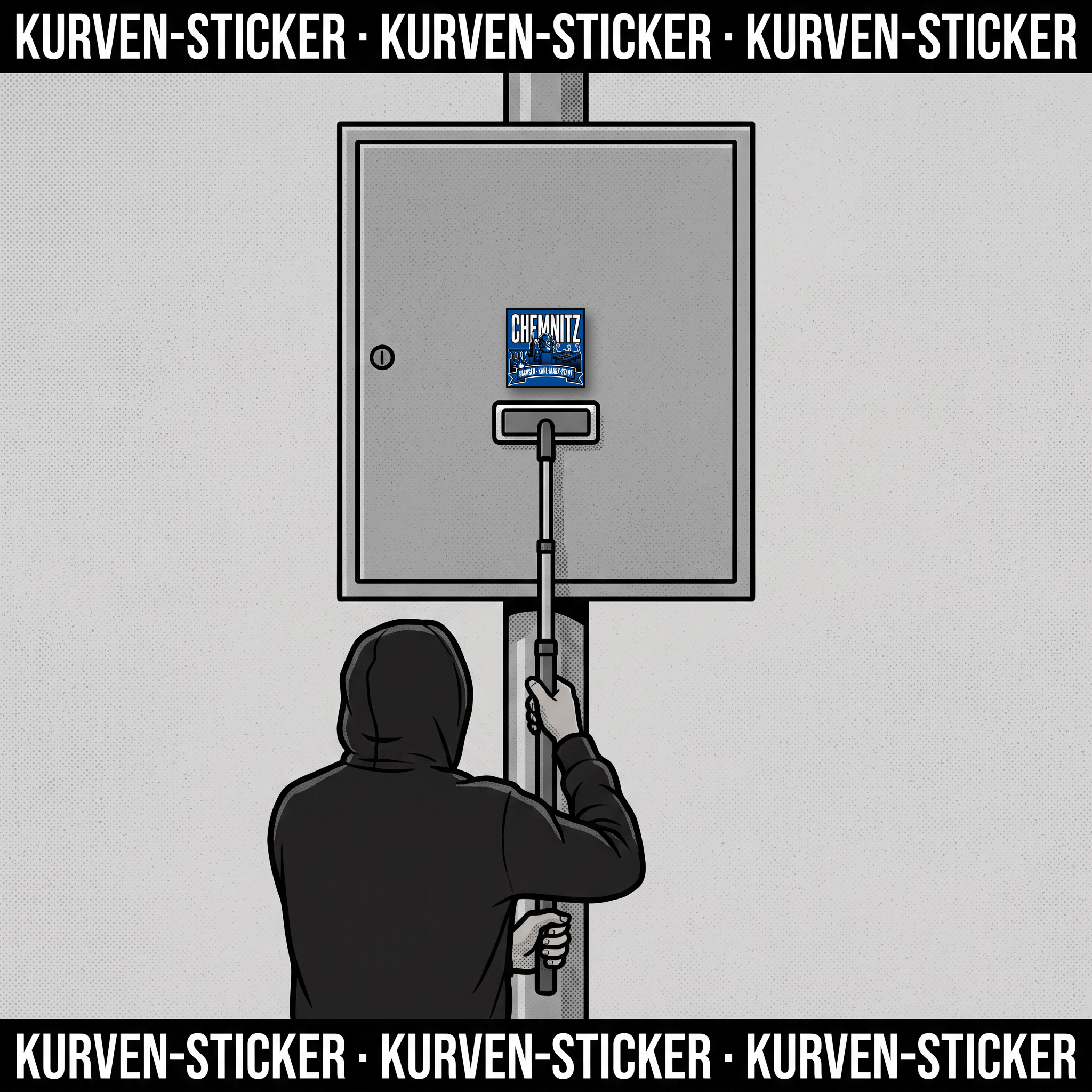 Chemnitz Ultra Sticker kaufen – Vinyl Sticker für die Kurve, wetterfest – mit Vinyl-Stickerstab