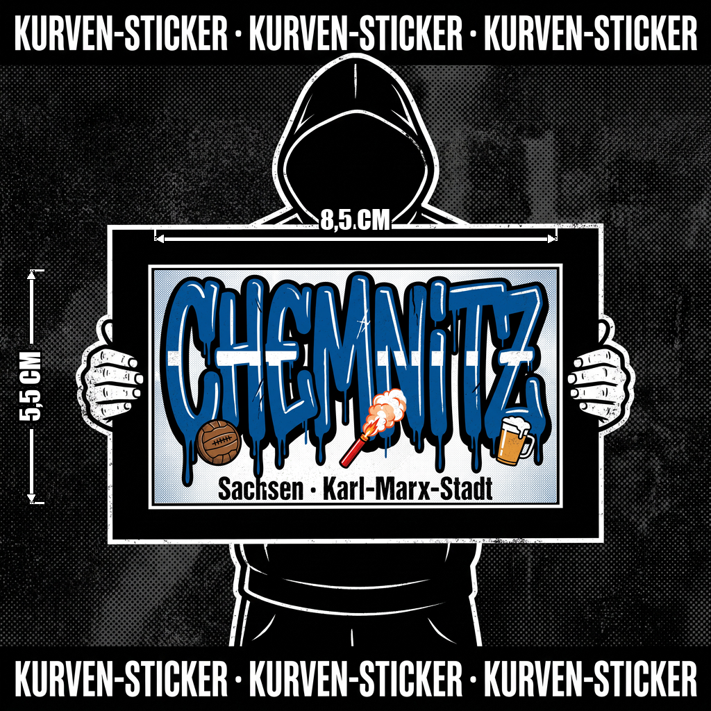 Chemnitz Fußball Sticker kaufen – Vinyl Sticker für die Kurve, wetterfest – Charakter haelt den Sticker