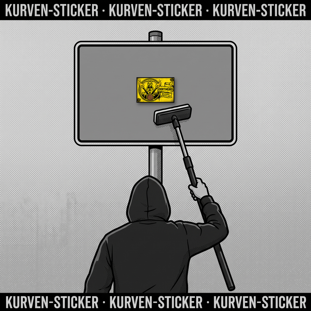 Fußball Sticker Dortmund kaufen – Vinyl Sticker für die Kurve, wetterfest – mit Teleskop-Applikator