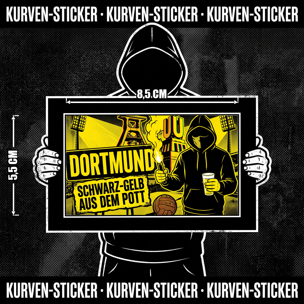 Dortmund Fußball Aufkleber kaufen – Vinyl Sticker für die Kurve, wetterfest