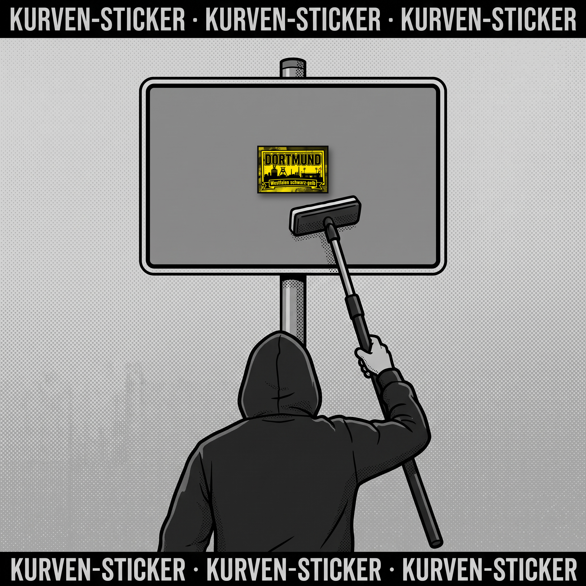 Dortmund Ultra Aufkleber kaufen – Vinyl Sticker für die Kurve, wetterfest – mit Stickerstab