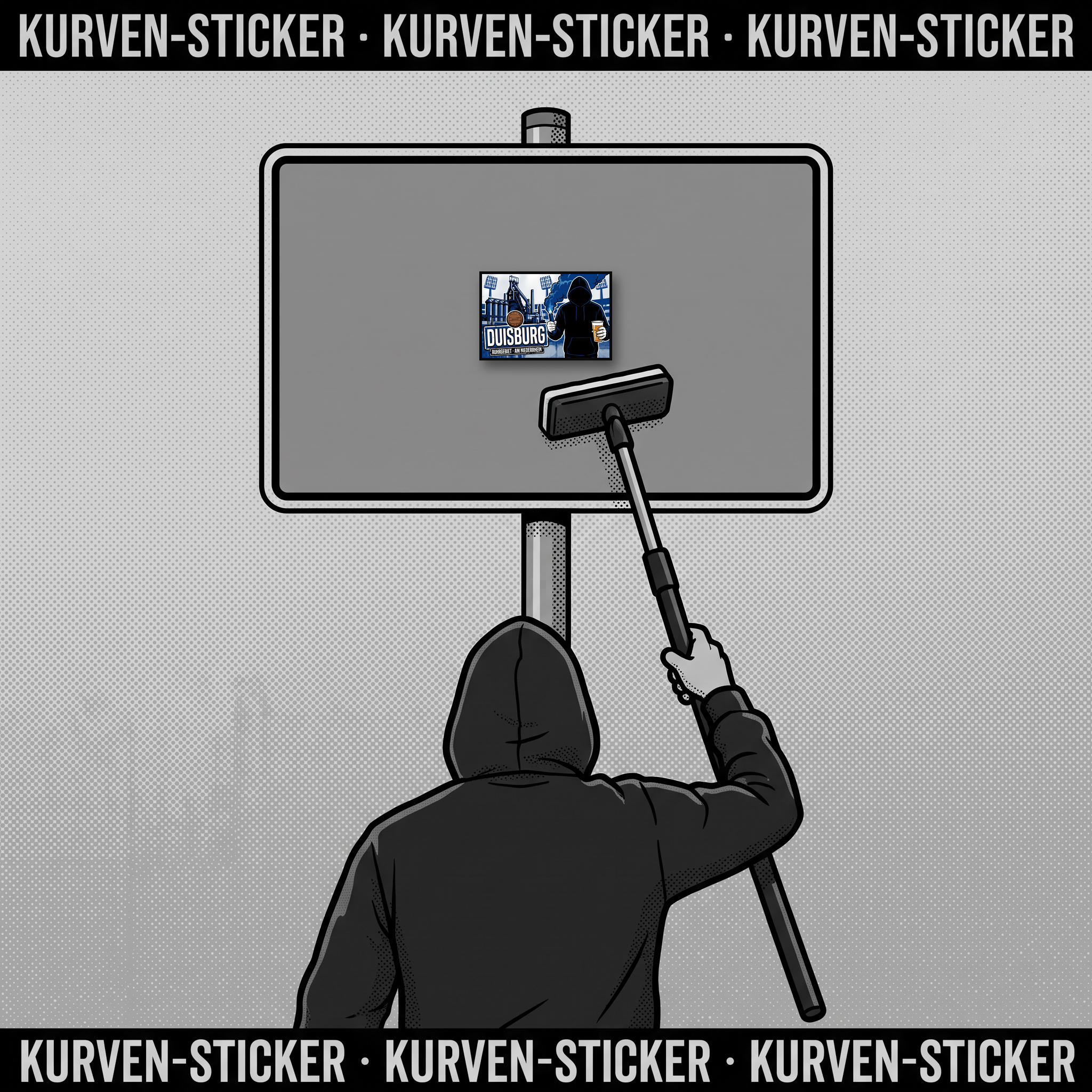 Duisburg Fußball Sticker kaufen – Vinyl Sticker für die Kurve, wetterfest – mit Stickerstab
