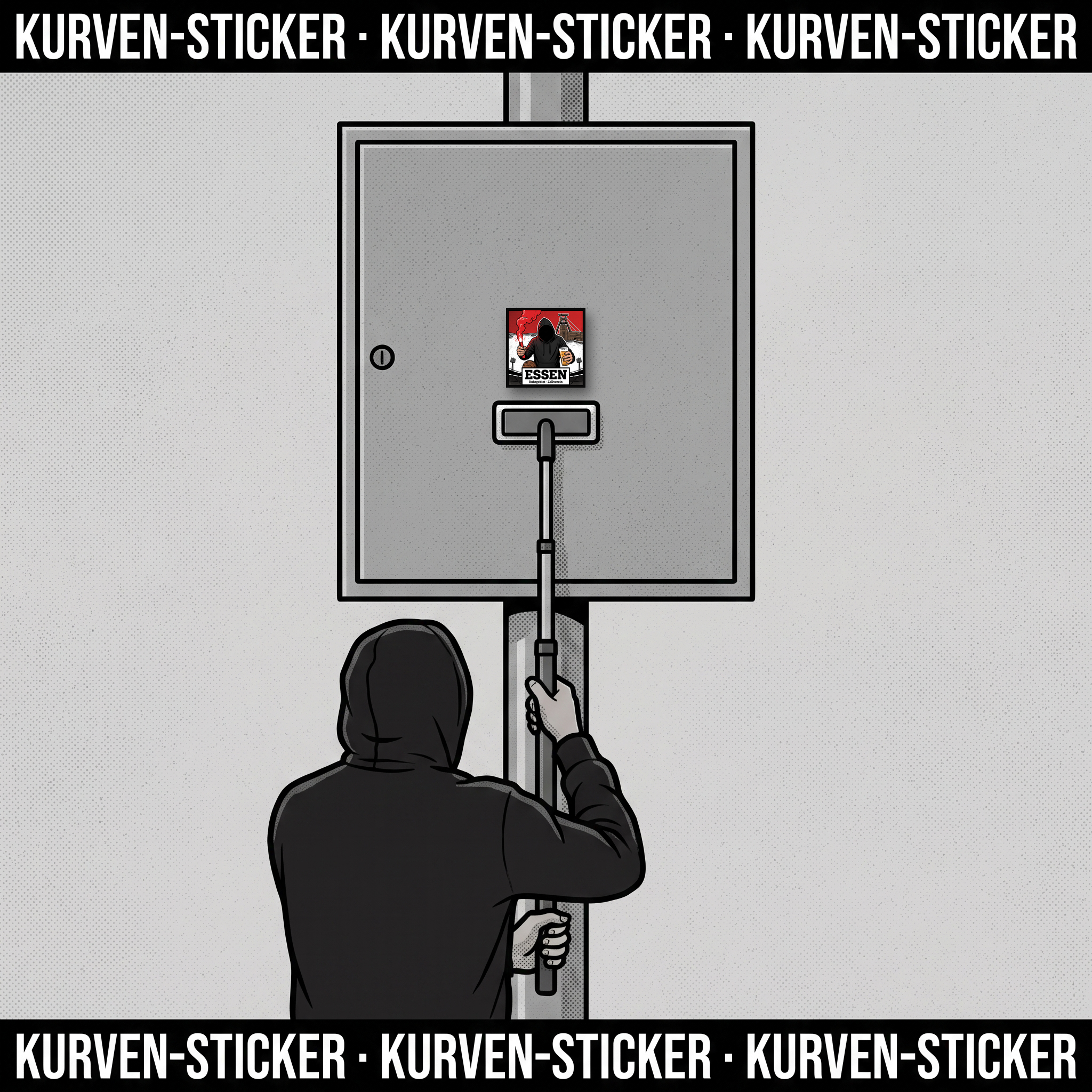 Essen Ultra Aufkleber kaufen – Vinyl Sticker für die Kurve, wetterfest – mit 1m Teleskopstab