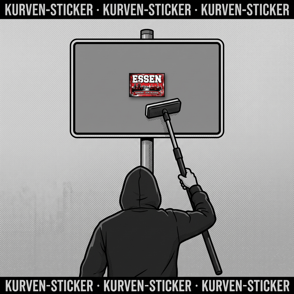 Essen Fußball Aufkleber kaufen – Vinyl Sticker für die Kurve, wetterfest – mit 1m Aufkleberstab