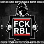 FCK RBL Aufkleber – Ultra Sticker, Charakter hält den Sticker