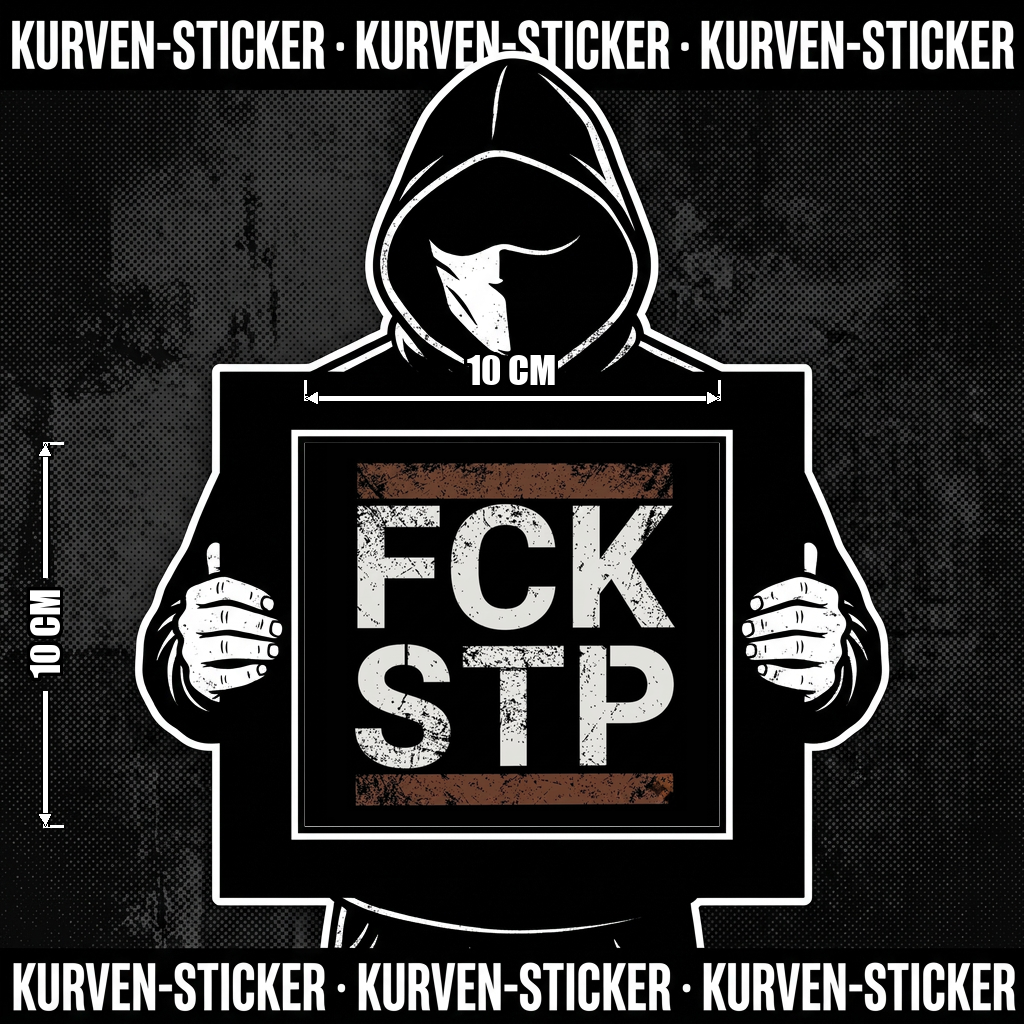 FCK STP Aufkleber – Ultra Sticker, Charakter hält den Sticker