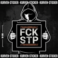 FCK STP Aufkleber – Ultra Sticker, Charakter hält den Sticker