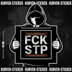 FCK STP Aufkleber – Ultra Sticker, Charakter hält den Sticker