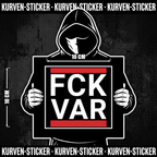 FCK VAR Aufkleber – Ultra Sticker, Charakter hält den Sticker