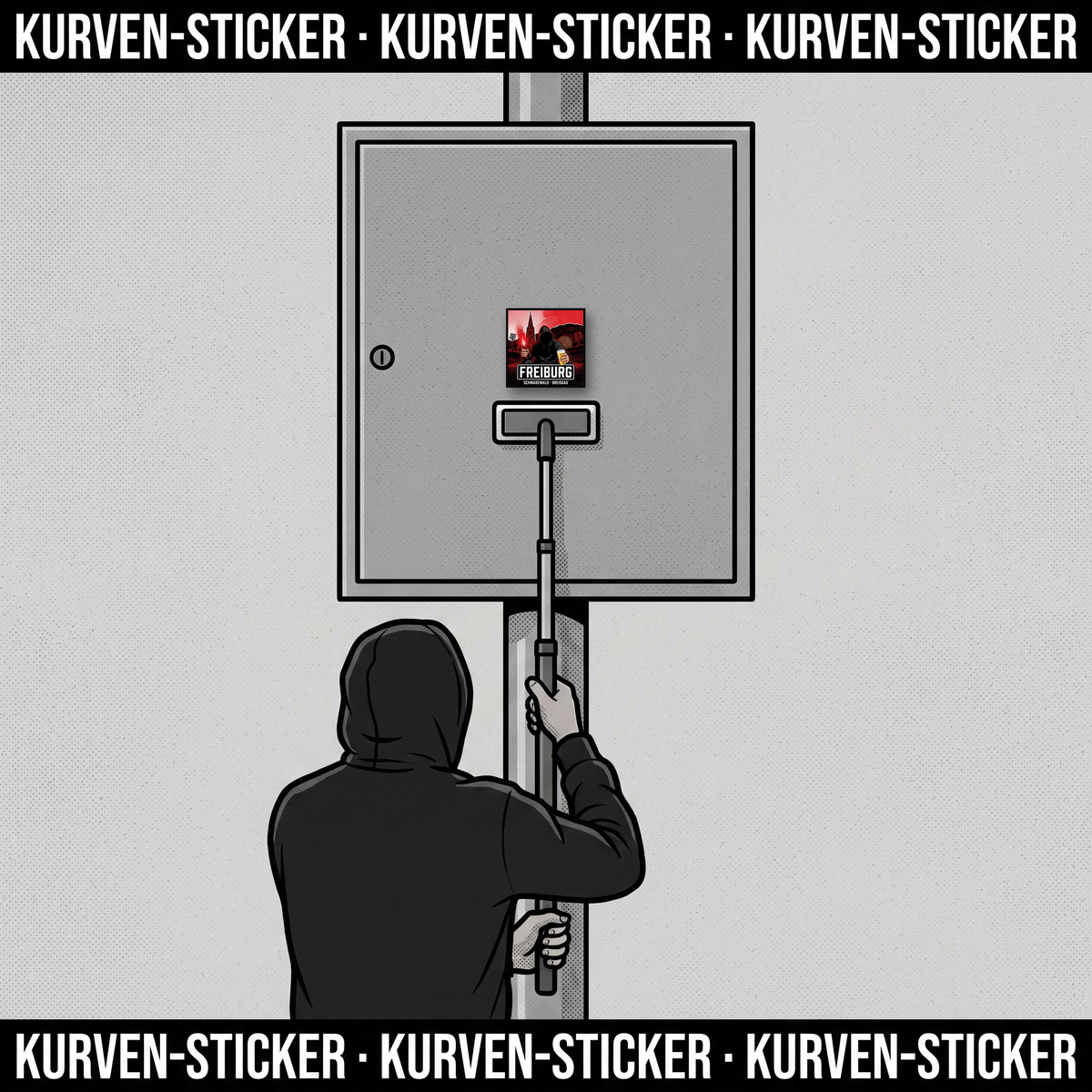Fußball Sticker Freiburg kaufen – Vinyl Sticker für die Kurve, wetterfest – mit 1m Teleskopstab