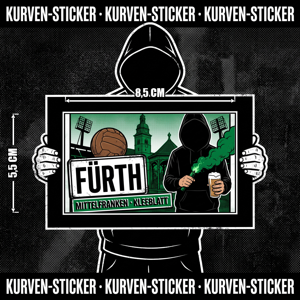 Ultra Aufkleber Fürth kaufen – Vinyl Sticker für die Kurve, wetterfest – Charakter haelt den Sticker