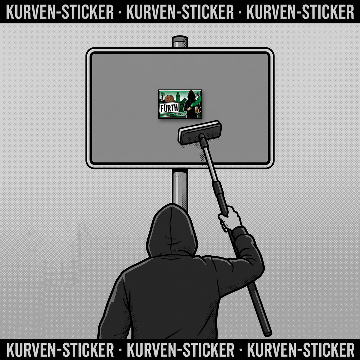Ultra Aufkleber Fürth kaufen – Vinyl Sticker für die Kurve, wetterfest – mit Stickerstab