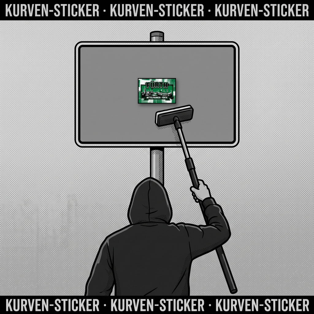 Fußball Sticker Fürth kaufen – Vinyl Sticker für die Kurve, wetterfest – mit 1m Aufkleberstab