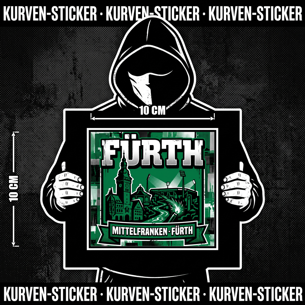 Fußball Aufkleber Fürth kaufen – Vinyl Sticker für die Kurve, wetterfest – Charakter haelt den Sticker