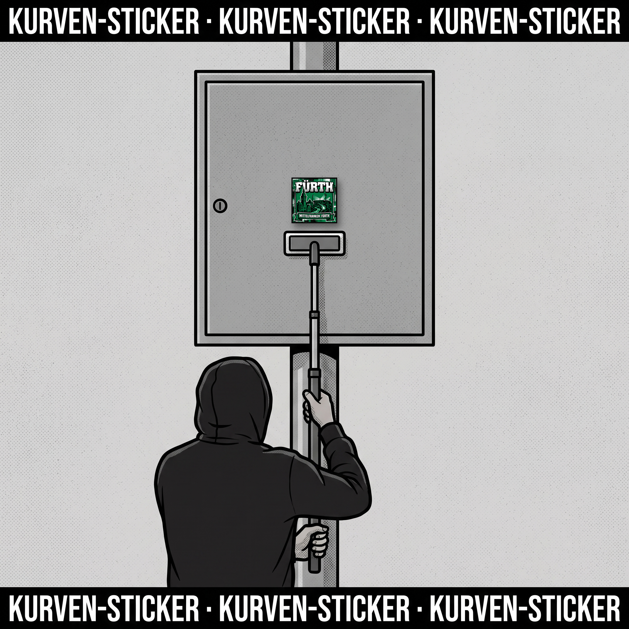Fußball Aufkleber Fürth kaufen – Vinyl Sticker für die Kurve, wetterfest – mit Vinyl-Stickerstab