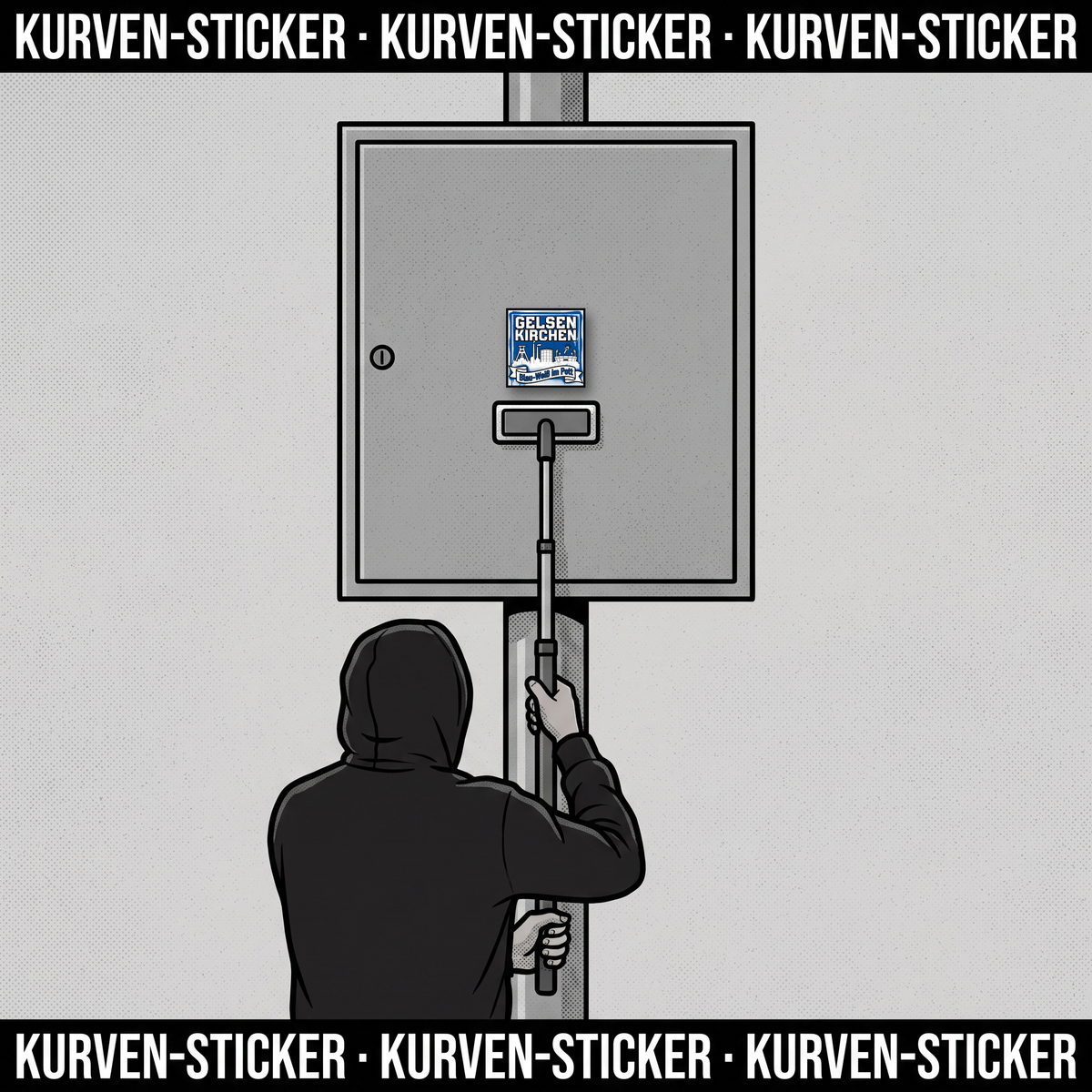 Gelsenkirchen Fußball Sticker kaufen – Vinyl Sticker für die Kurve, wetterfest – mit Vinyl-Stickerstab