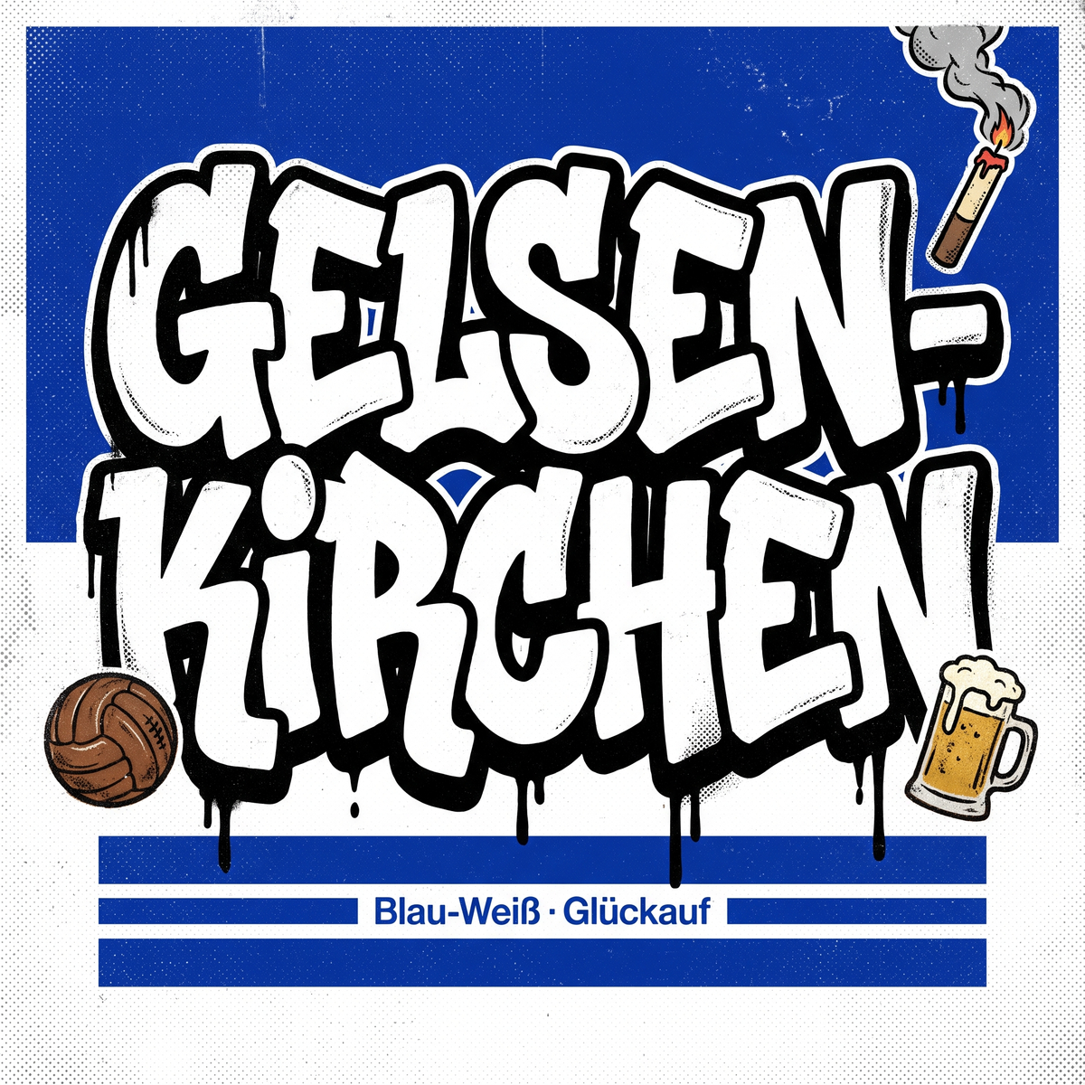 Gelsenkirchen Fußball Aufkleber kaufen – Vinyl Sticker für die Kurve, wetterfest