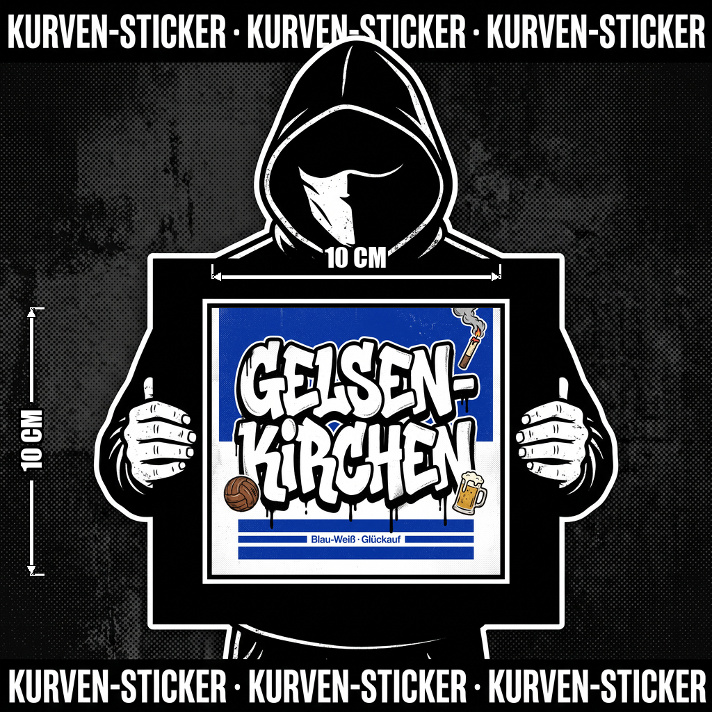 Gelsenkirchen Fußball Aufkleber kaufen – Vinyl Sticker für die Kurve, wetterfest