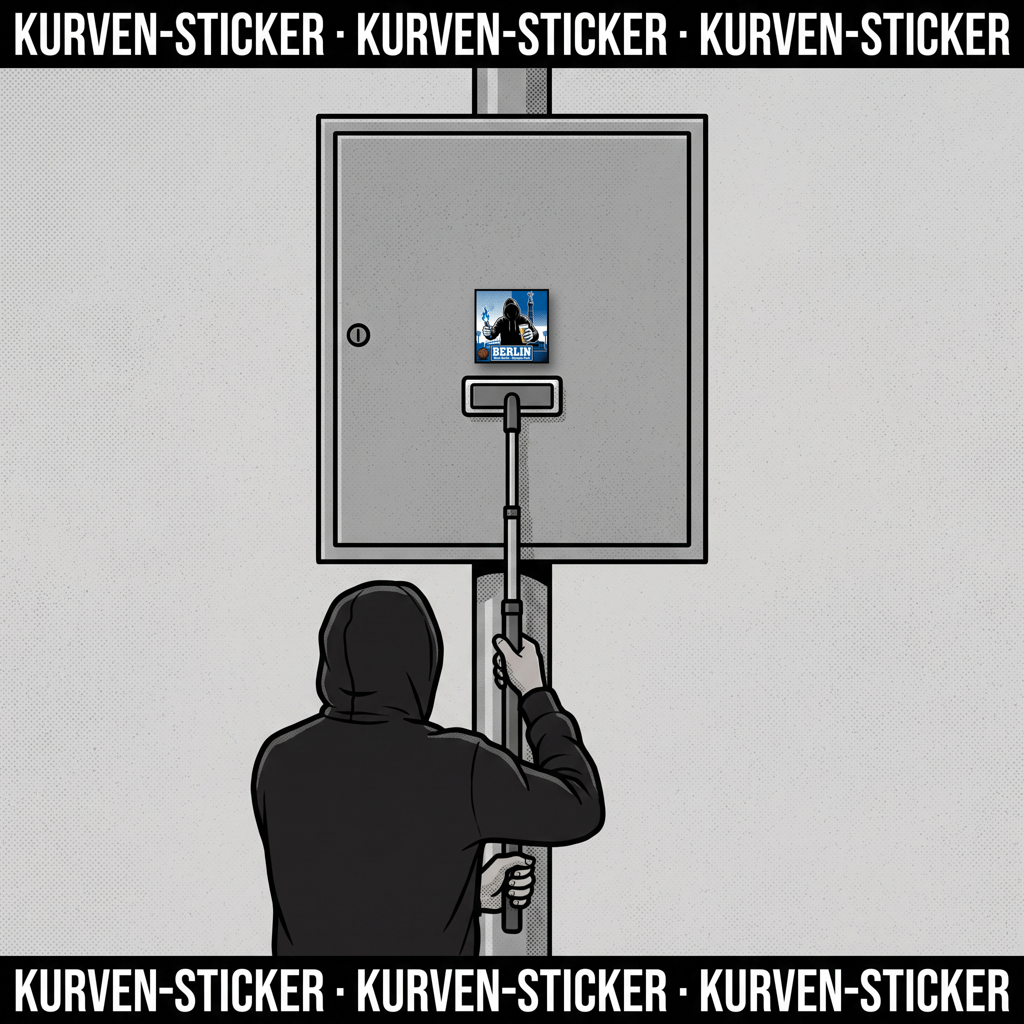 Fußball Aufkleber Berlin West kaufen – Vinyl Sticker für die Kurve, wetterfest – mit 1m Teleskopstab
