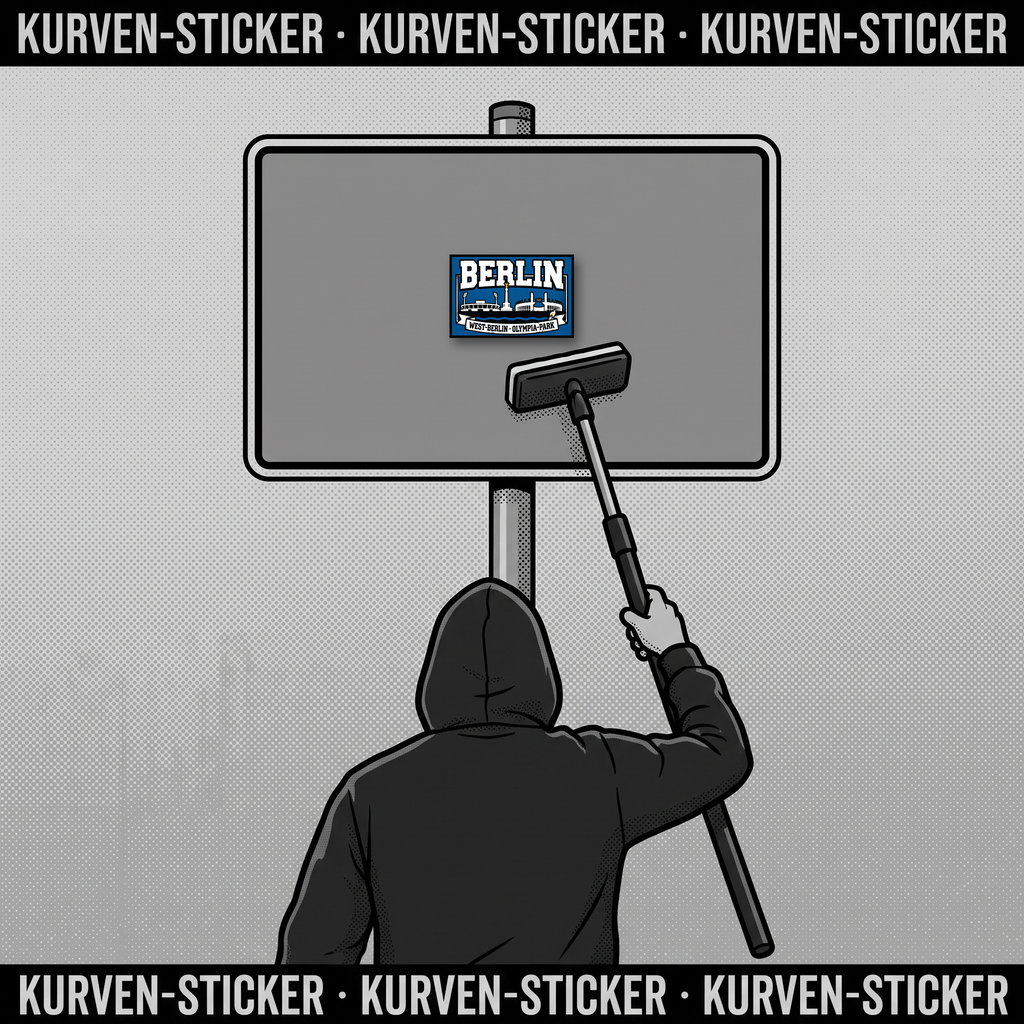 Berlin West Fußball Aufkleber kaufen – Vinyl Sticker für die Kurve, wetterfest – mit 1m Aufkleberstab