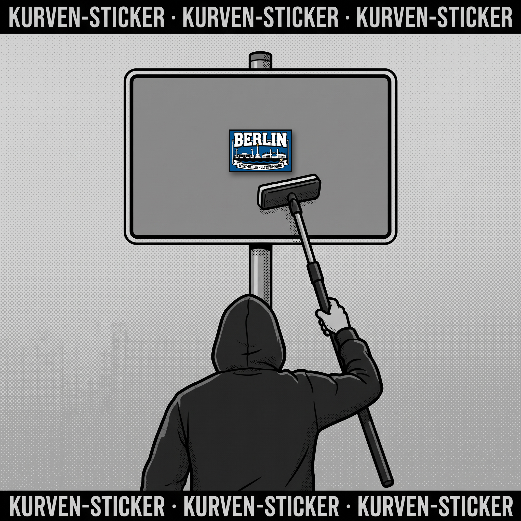 Berlin West Fußball Aufkleber kaufen – Vinyl Sticker für die Kurve, wetterfest – mit 1m Aufkleberstab