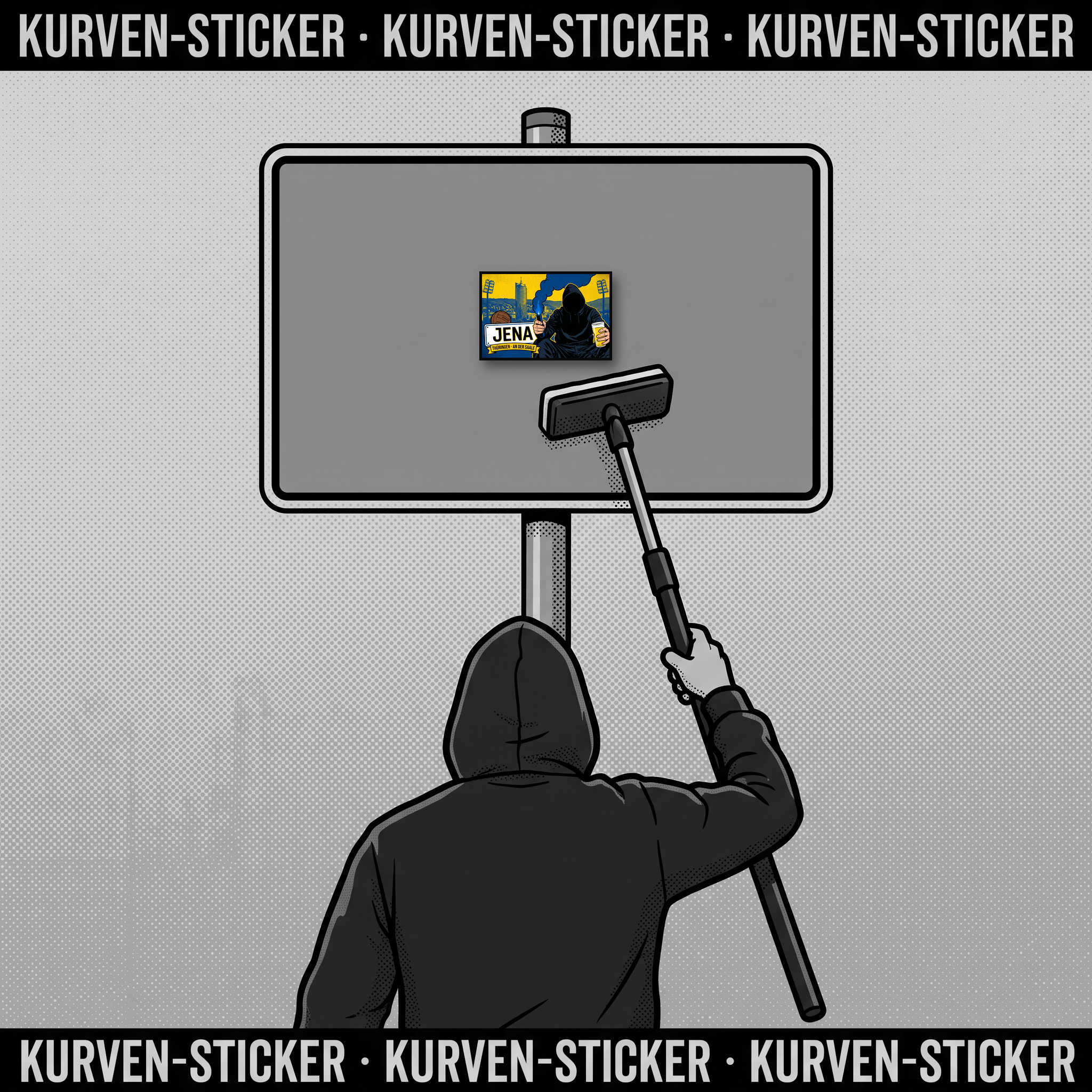 Fußball Aufkleber Jena kaufen – Vinyl Sticker für die Kurve, wetterfest – mit Stickerstab