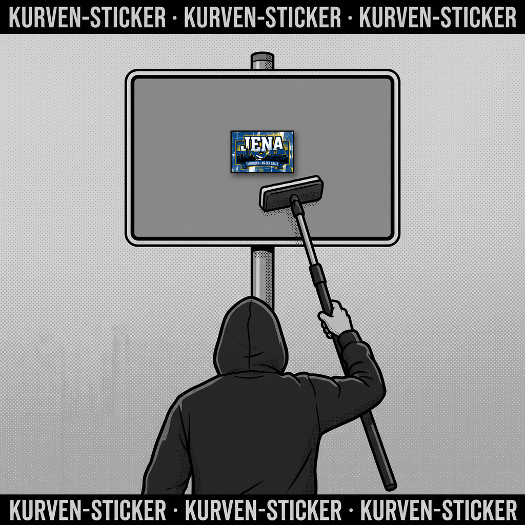 Fußball Sticker Jena kaufen – Vinyl Sticker für die Kurve, wetterfest – mit 1m Aufkleberstab