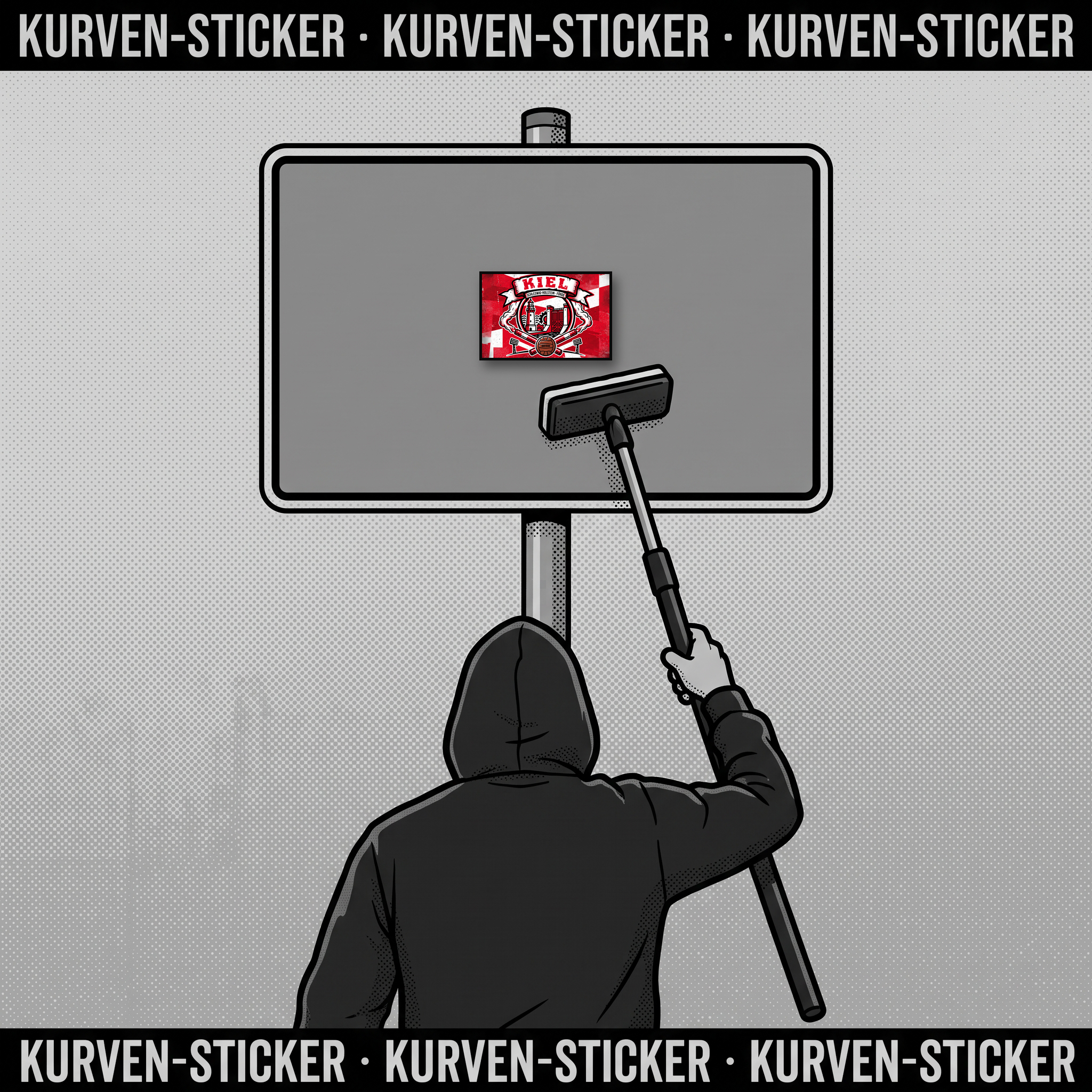 Fußball Aufkleber Kiel kaufen – Vinyl Sticker für die Kurve, wetterfest – mit Teleskopstab