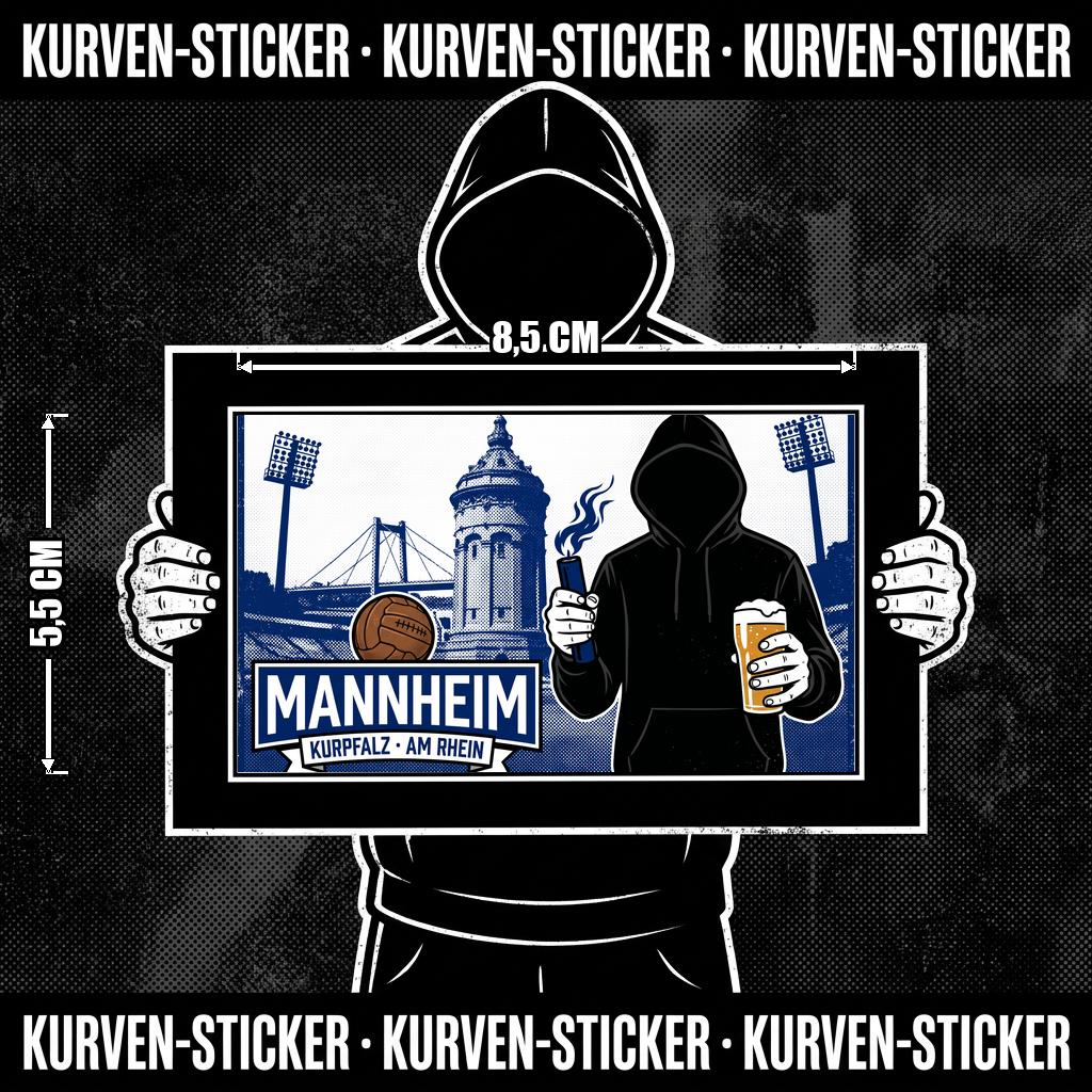 Fußball Aufkleber Mannheim kaufen – Vinyl Sticker für die Kurve, wetterfest – Charakter haelt den Sticker