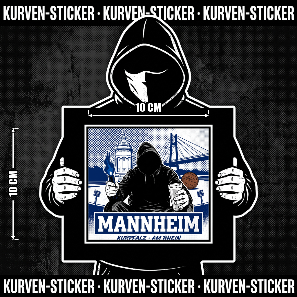 Mannheim Fußball Aufkleber kaufen – Vinyl Sticker für die Kurve, wetterfest – Charakter haelt den Sticker