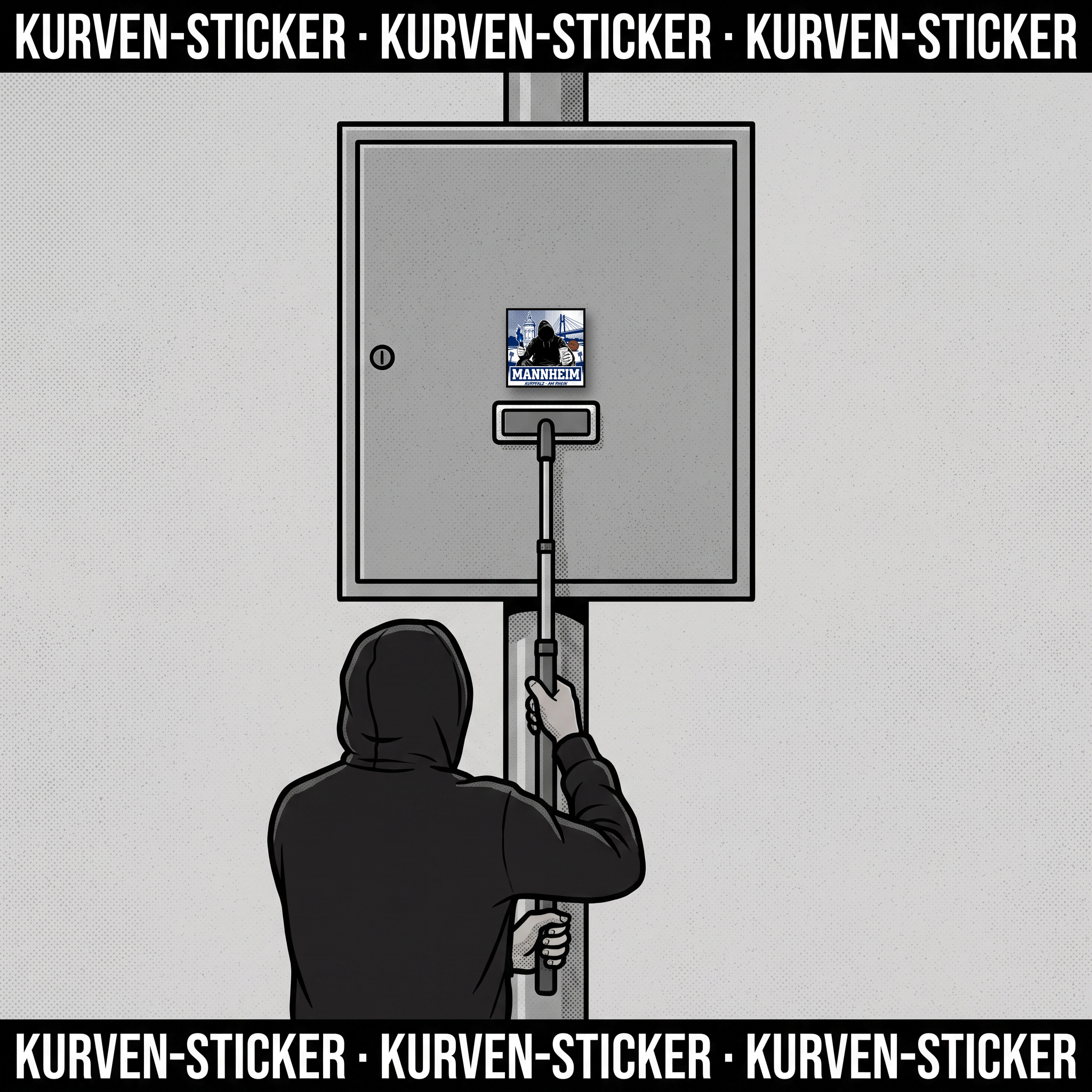 Mannheim Fußball Aufkleber kaufen – Vinyl Sticker für die Kurve, wetterfest – mit 1m Teleskopstab