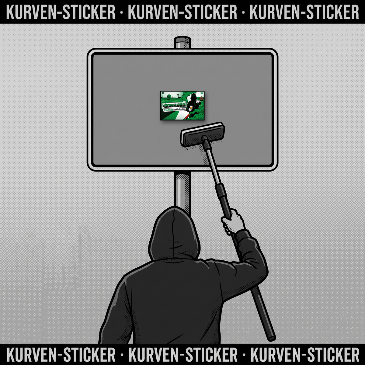 Mönchengladbach Ultra Sticker kaufen – Vinyl Sticker für die Kurve, wetterfest – mit Teleskopstab
