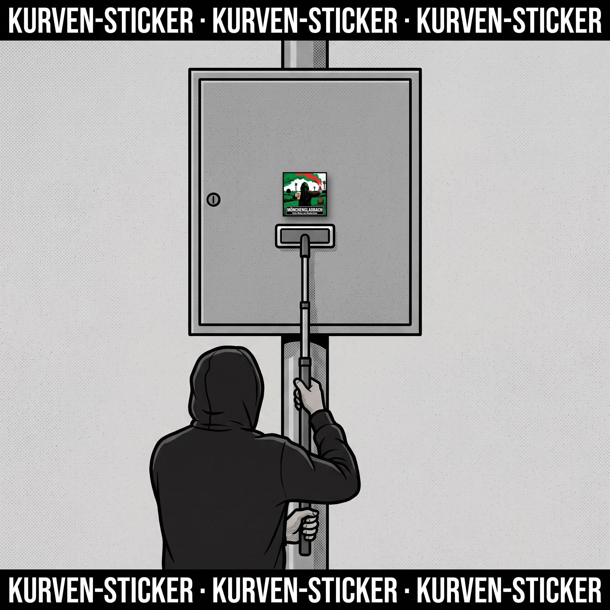 Mönchengladbach Fußball Aufkleber kaufen – Vinyl Sticker für die Kurve, wetterfest – mit Aufkleberstab