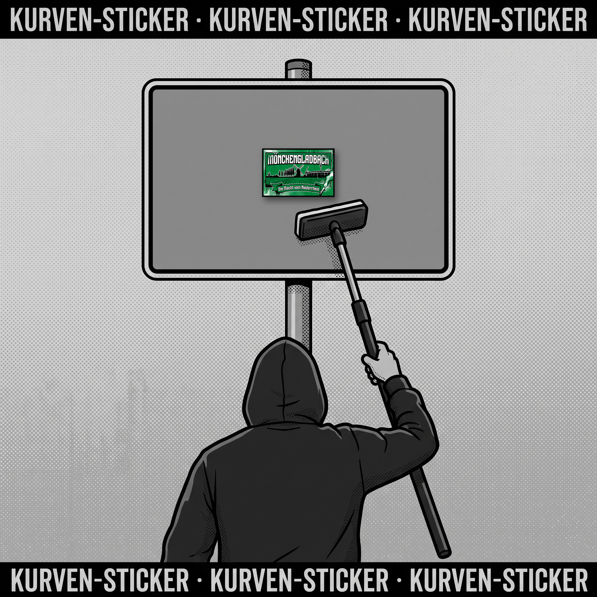 Ultra Sticker Mönchengladbach kaufen – Vinyl Sticker für die Kurve, wetterfest – mit 1m Aufkleberstab