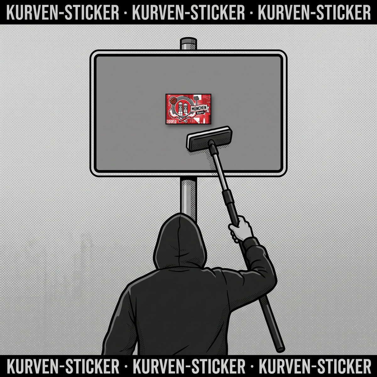 Fußball Aufkleber München kaufen – Vinyl Sticker für die Kurve, wetterfest – mit Teleskop-Applikator