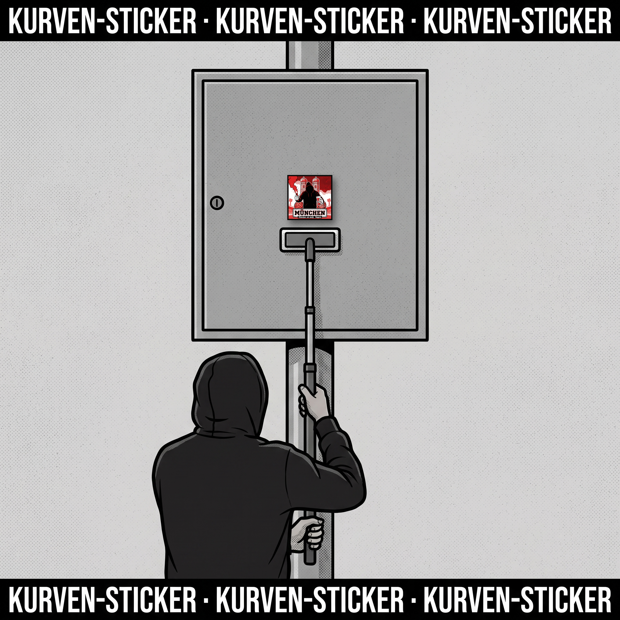 München Fußball Aufkleber kaufen – Vinyl Sticker für die Kurve, wetterfest – mit Aufkleberstab