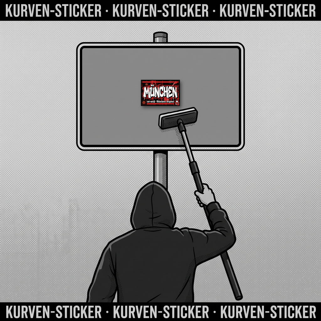 München Fußball Sticker kaufen – Vinyl Sticker für die Kurve, wetterfest – mit 1m Aufkleberstab