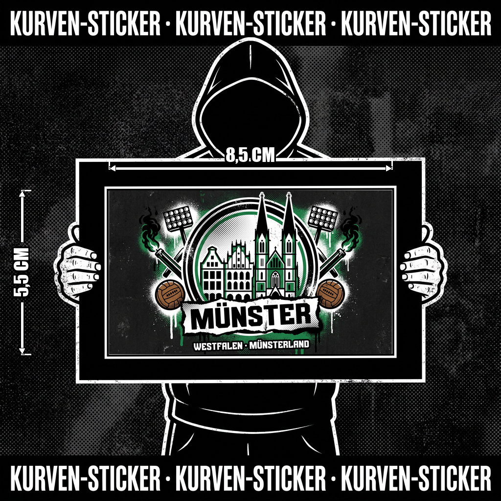 Münster Fußball Sticker kaufen – Vinyl Sticker für die Kurve, wetterfest – Charakter haelt den Sticker